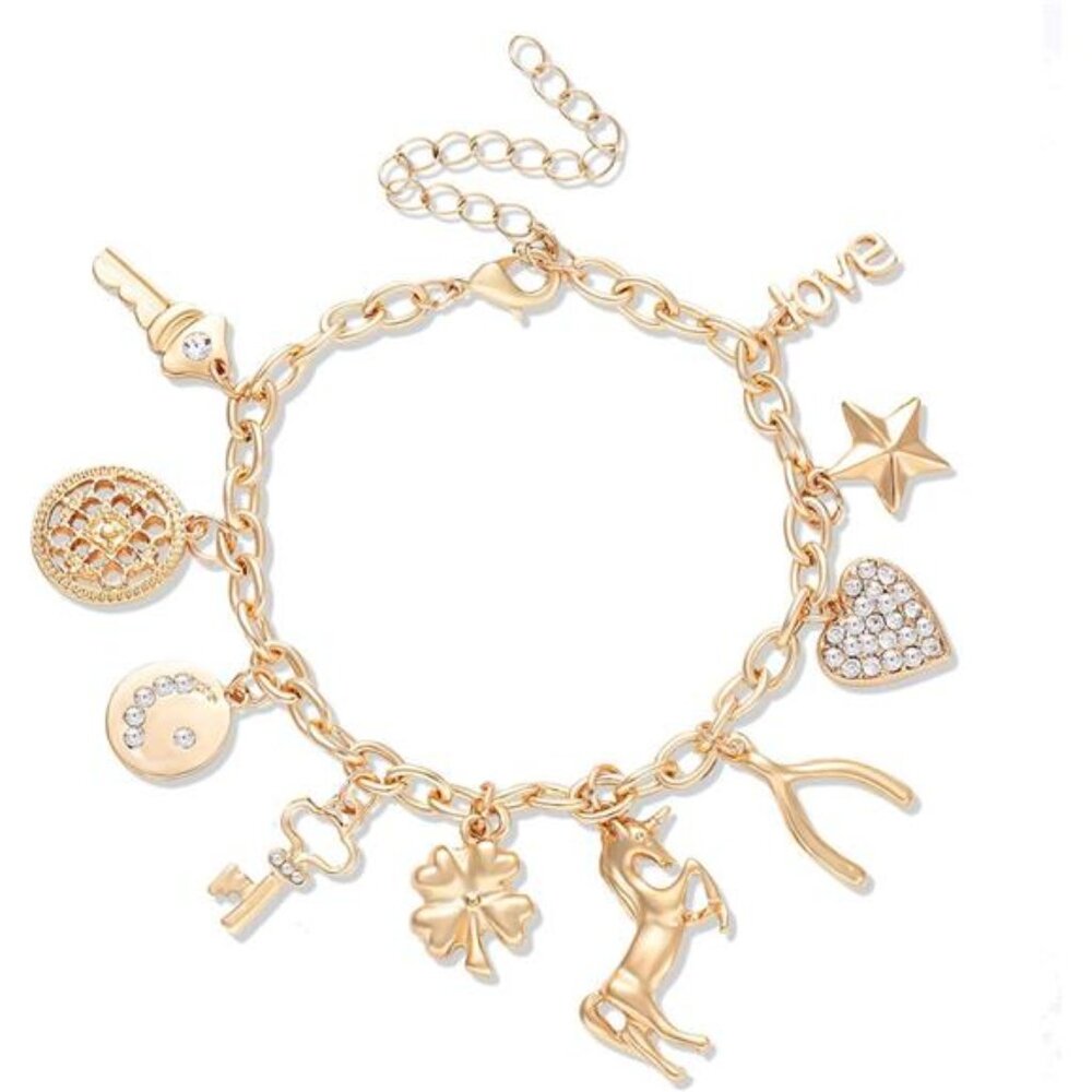 Womens Link Charm Unicorn Butterfly Star Heart Pendant Charms Bracelet Bangles 33$